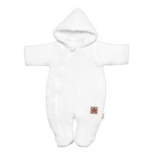 Baby Nellys Zimní pletená kombinézka/overálek s kapucí, bílá, vel. 62 obraz
