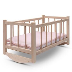 Baby Mix Dřevěná postýlka-kolébka pro panenky s povlečením obraz
