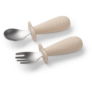 BabyOno Be Active Stainless Steel Spoon and Fork příbor pro děti Beige 12m+ 2 ks obraz