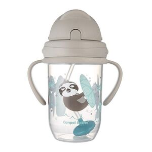 Canpol babies Nevylévací hrneček se slámkou a závažím 270 ml 1 ks šedý obraz