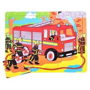 Bigjigs Toys Dřevěné puzzle hasiči 9 dílků obraz