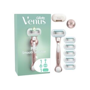 Gillette Venus Pro Smooth Sensitive holicí strojek + 6 holicích hlavic, kryt na žiletku a držáček 6 ks obraz