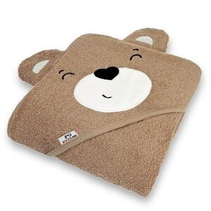 BocioLand Dětská osuška s kapucí 95×95 cm Teddy – měkká froté bavlnahnědá obraz