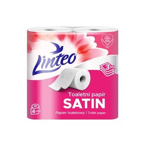 Linteo Satin Toaletní papír 3vrstvý bílý 4 role obraz