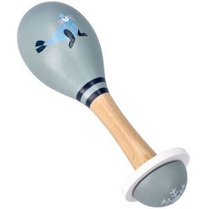 Adam Toys Dřevěné chrastítko rumba koule Tuleň - šedé obraz