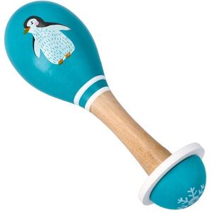 Adam Toys Dřevěné chrastítko rumba koule Tučňák - tyrkys obraz