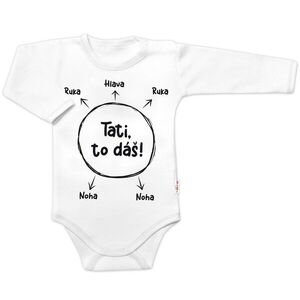 Baby Nellys Body dlouhý rukáv s vtipným textem Tati, to dáš! - bílé obraz
