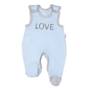 Baby Nellys Kojenecké bavlněné dupačky Love - modré vel. 62 obraz