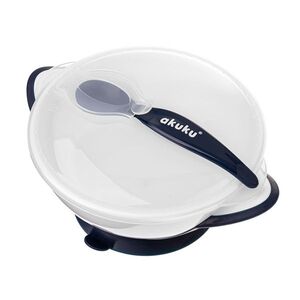 Akuku Miska přísavkou a s lžičkou 300 ml, bílá/navy obraz