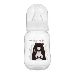 Akuku Kojenecká, plastová lahvička, Medvídek 125ml - bílá obraz