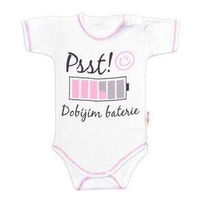 Baby Nellys Body krátký rukáv s vtipným textem, Psst! Dobíjím baterie, holka Vel. 86 obraz