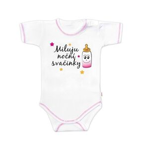 Baby Nellys Body krátký rukáv s vtipným textem , Miluju noční svačinky, holka, Vel. 56 obraz