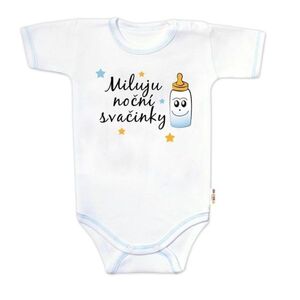 Baby Nellys Body krátký rukáv s vtipným textem, Miluju noční svačinky, vel. 86, kluk obraz