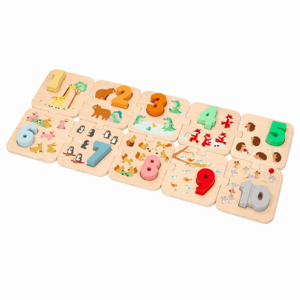 Lelin Dřevěné puzzle se zvířátky - učení se počítat obraz