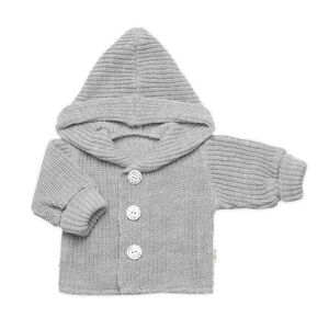 Baby Nellys Pletený svetřík s kapucí a knoflíčky Made with Love, šedý, vel. 68/74 obraz