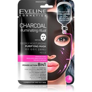 Eveline Cosmetics Charcoal Illuminating Ritual super hydratační čisticí textilní maska 1 ks obraz