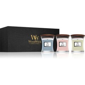 Woodwick Evening Onyx & Solar Ylang & Coastal Sunset dárková sada s dřevěným knotem (gift box) 1 ks obraz