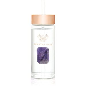 Crystallove Amethyst Straw Water Bottle skleněná láhev na vodu s brčkem 1 ks obraz