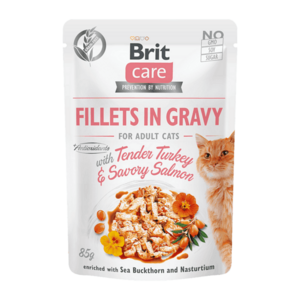 BRIT Care cat fillets in gravy turkey & salmon kapsička pro kočky 85 g obraz