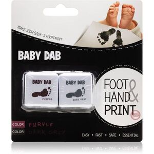 Baby Dab Foot & Hand Print Purple & Grey barva na dětské otisky 2 ks obraz