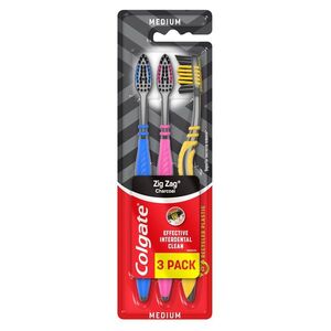 COLGATE Zubní kartáček ZIG ZAG Charcoal Medium 3 ks obraz