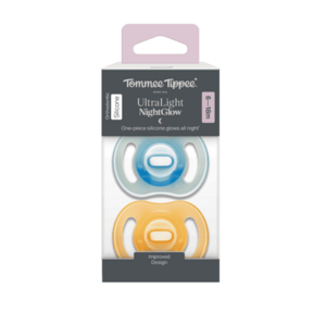 Tommee Tippee Silikonový dudlík Ultra-Light Night 6-18m 2 ks oranžová a modrá obraz