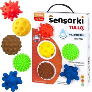 Tullo Senzorické míčky barevné 5 ks bez dírek – 59–77 mm, 0m+, mix barev obraz