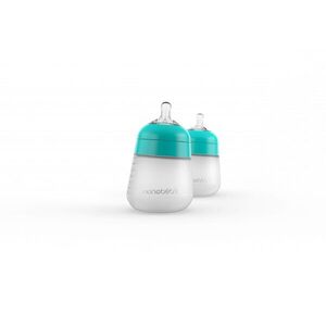 Nanobébé Silikonová dětská Flexy láhev 270ml 2ks - tyrkysová obraz