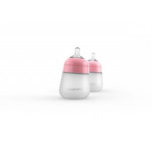 Nanobébé Silikonová dětská Flexy láhev 270ml 2ks - růžová obraz