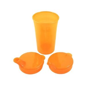 SUNDO Hrnek se dvěma víčky s krátkými náustky, nápoje, pokrmy, 250 ml, oranžová, 2 ks obraz