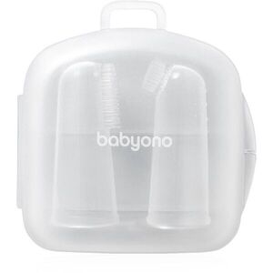 BabyOno Silicone Toothbrush dětský zubní kartáček na prst s pouzdrem 0m+ 2 ks obraz