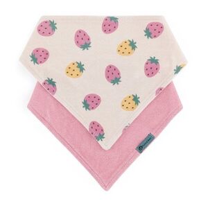 Petite&Mars Bandana Luke 3m+ bryndák Beige Strawberies&Dusty Rose 2 ks obraz