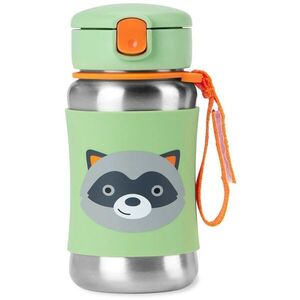 Skip Hop Spark Style Straw Bottle nerezová láhev na vodu s brčkem Racoon 12 m+ 1 ks obraz