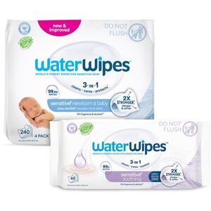WaterWipes Sensitive (4x60 ks) + Soothing Clean (1x60 ks) vlhčené ubrousky 300 ks obraz