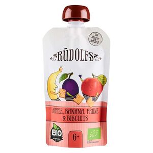 RUDOLFS Bio kapsička jablko, banán, sušená švestka, sušenky 6m+ 110 g obraz