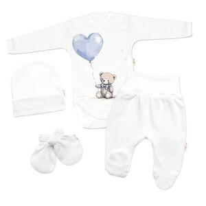 Baby Nellys Sada do porodnice pro miminko 4D Teddy Love - bílá/modrá, 62 obraz