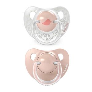 Suavinex Dudlík anatomický silikonový BIRDIES 0-6m 2 ks růžový obraz