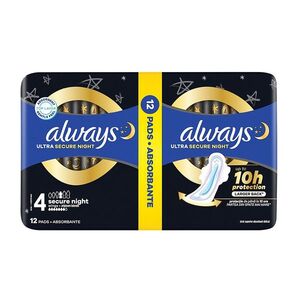 ALWAYS Ultra Secure Night vel.4 Hygienické vložky s křidélky 12 ks obraz