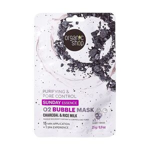 ORGANIC SHOP Plátýnková maska O2 Bubble s černým uhlím a rýžovým mlékem 1 ks obraz