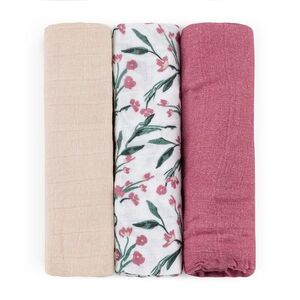 Petite&Mars Sada plen bambusová mušelínová Moussy 68 x 68 cm 3 ks Pink Meadow obraz