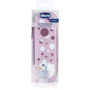 Chicco Always Smiling Set 6m+ sada zubní péče s pouzdrem Lilac obraz