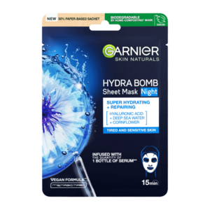 Garnier Skin Naturals Hydra Bomb superhydratační a regenerační noční textilní maska 28 g obraz