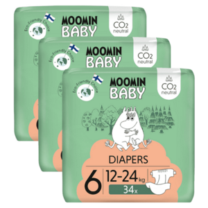 MOOMIN Baby 6 eko pleny měsíční balení maxi 12–24 kg 102 kusů obraz