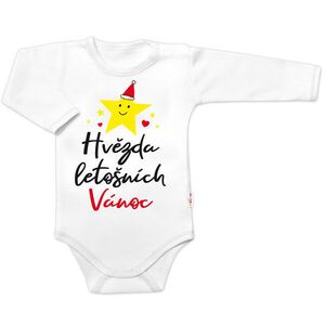 Baby Nellys Body dlouhý rukáv Hvězda letošních Vánoc, bílé obraz