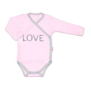 Baby Nellys Body dlouhý rukáv Love - zapínání bokem, růžové vel. 56 obraz