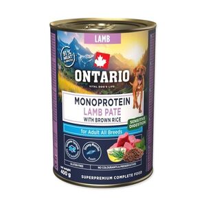 Ontario Adult monoprotein jehněčí pate s hnědou rýží konzerva 400 g obraz