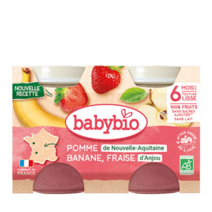 BABYBIO jablko, banán a jahody 2 x 130 g obraz