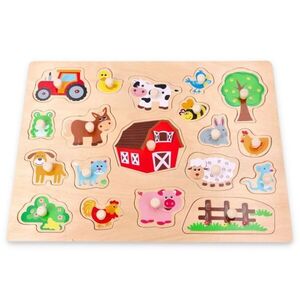 Lelin Edukační vkládačka, puzzle - Farma s traktorem velká obraz