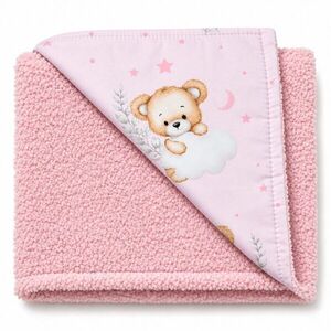 Baby Nellys Dětská oboustranná deka beránek 90x75 cm, Sleepy Teddy, růžový obraz