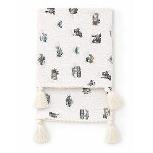 Baby Nellys Mušelínová dětská deka Double 75 × 90 cm, s bambulkami Vláček obraz
